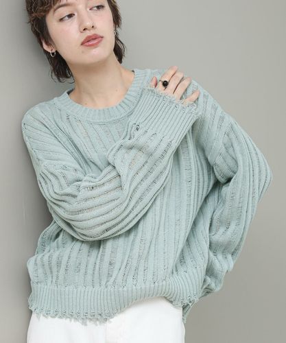 【グレー】針抜きシアーメタリックアメスリニット URBAN RESEARCH DOORS（アーバンリサーチドアーズ） ニット セーター