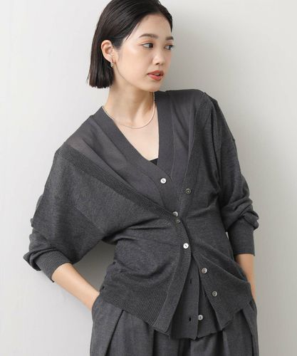 リブペプラムフレアVネックカーディガン Gready BrilliantリブペプラムフレアVネックカーディガン | SEKIMIKI