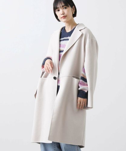 プラダ ツイード ロングコート モヘア プリーツ ベージュ系 クリーニング済 Gready Brilliantツィードテーラーロングコート | SEKIMIKI Online