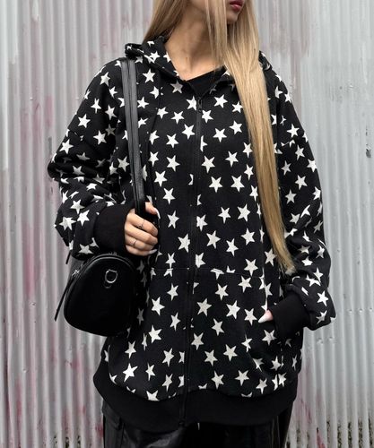333union 黒 フード付きパーカー 星柄　drip スターサークルロゴジップパーカー – WEGO ONLINE STORE