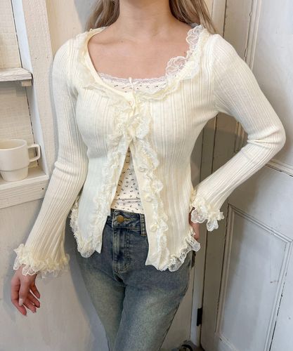 HISCHRONE レース編みタンクトップ ホワイト IRONING（アイロニング）｜floral shirred lace tankアイテムの詳細