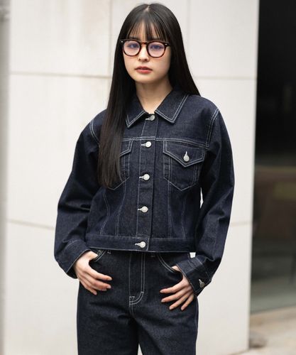 Wジップクロップドバイカーデニムジャケット【一部店舗限定】｜WEGO