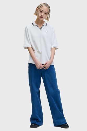 FRED PERRY フレッドペリー　ポロシャツ　ライン入り Open Collar Tipped Polo Shirt(10 129：SNOW WHITE): | FRED PERRY