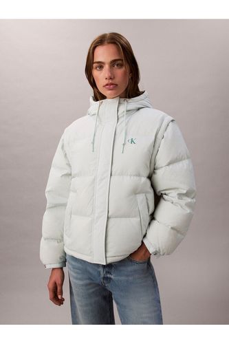 デニムジャケット - ジップアップクロップドデニムジャケット