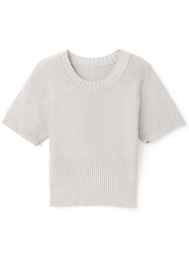 ボーダー柄ロゴ刺繍ショート丈ニットトップス[an1373] | レディース