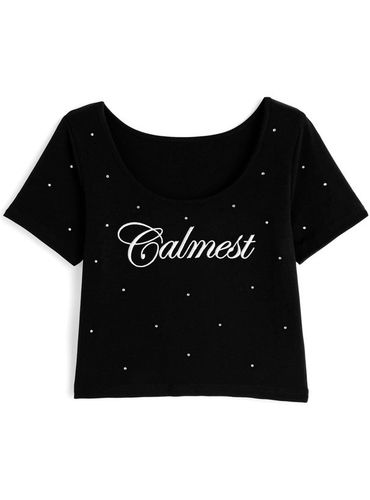 ラインストーンロゴ刺繍Tシャツ[pm476] | レディースファッション通販