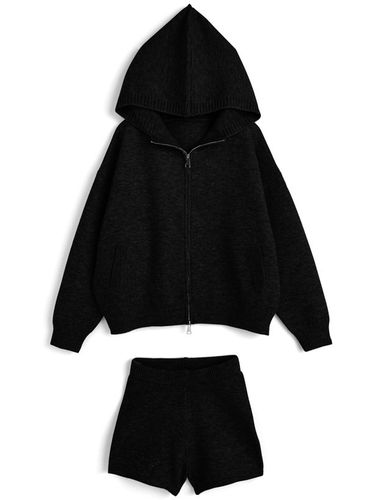 ダブルジップパーカー×ワイドパンツ裏起毛スウェットセットアップ