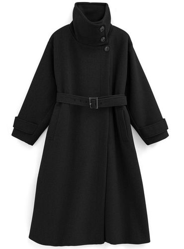 ベルト付きフェイクウールフレアロングコート[ze936] | レディース