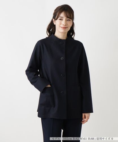 レリアン ノーカラーツイードジャケット フランス製生地使用 13+ 高級感 黒 WEB限定商品】黒ツイードジャケット セットアップ着用可【AOKI