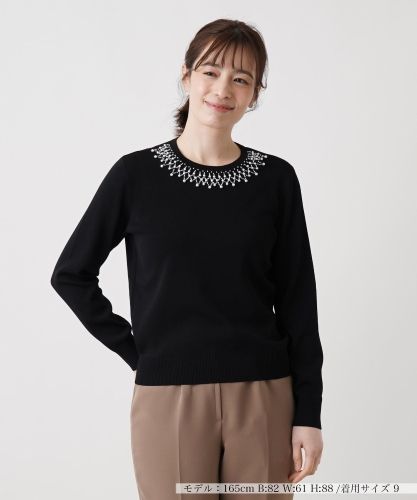 タグ付カタログ掲載美品　レリアン　9号 プルオーバー フロント切替9分袖ニットプルオーバー|レリアン | レリアン公式