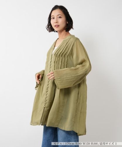 ペイズリー柄七分袖バンドカラーブラウス【ROCHAS Premiere】【RATTI