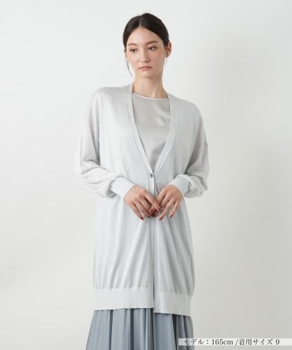 ラメクルーネックカーディガン【Leilian WHITE LABEL】|レリアン