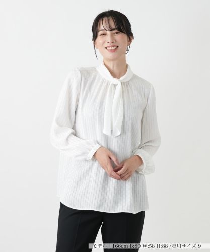 レリアン　ストライプ　レース　ブラウス レースブラウス【2025AW＿フォーマル】 | Leilian (Women