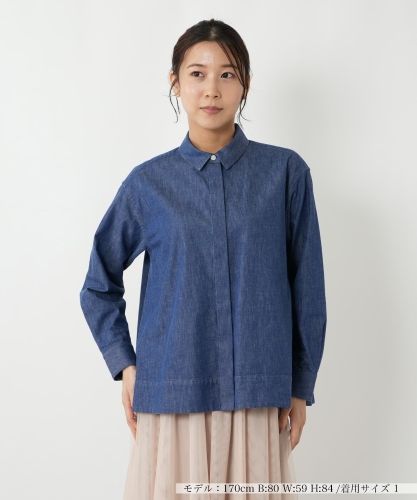 レリアン　チュニック　ブラウス　刺繍　ブルー　ストライプ　大きいサイズ レリアン チュニック ブラウス 刺繍 ブルー ストライプ 大きいサイズ