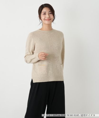 未使用　ピン　カシミヤクルーネックニットプルオーバー ブラック クルーネックニットプルオーバー（ロロ・ピアーナ社製カシミヤ使用