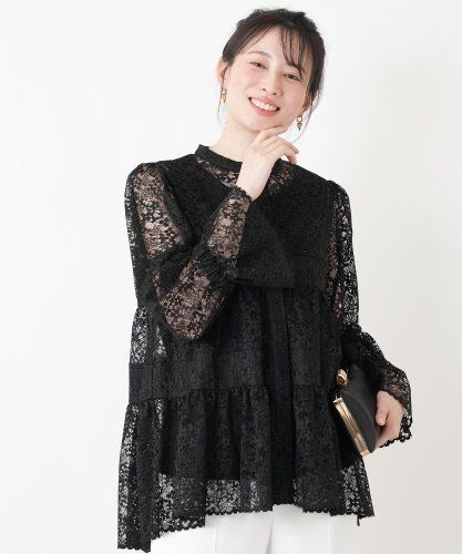 新品・タグ付き✨レリアン ジオメトリック柄 シアーブラウス レース ポリエステル シアーレースブラウス|レリアン | レリアン公式オンラインストア