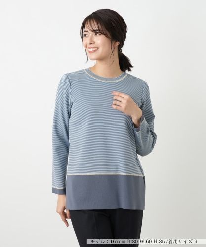 Leilian WHITE LABEL チュニック ネイビー M ボーダー 上品 セーター【Leilian WHITE LABEL】|レリアン | レリアン公式オンライン