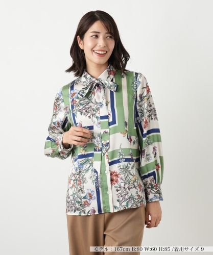 ペイズリー柄キーネックブラウス【ROCHAS Premiere】【RATTI