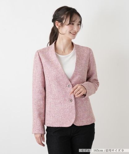 特別提供品】チェック柄ノーカラージャケット|レリアン | レリアン公式