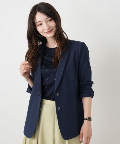 美品✨テッドベーカー ノーカラージャケット 花柄 リボン ゴールド金具 黒 洗える 星柄デニム風プリントのノーカラージャケット【産地ナブル