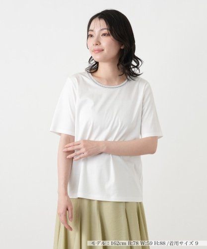 レース切替クルーネックカットソー【Leilian WHITE LABEL】|レリアン