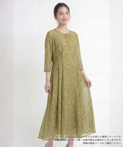 店舗人気】【ウォッシャブル】ボタニカル柄フレアワンピース|レリアン