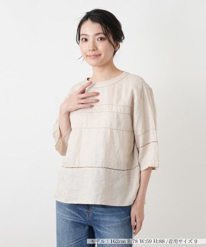 【中古】レリアン　Leilian　ブラウス　ホワイトレーベル　　日本製　9号　Mサイズ　着丈長め　ゆったりサイズS23＿s-0797-r23 leilian - 【中古】レリアン Leilian ブラウス ホワイトレーベル 日本
