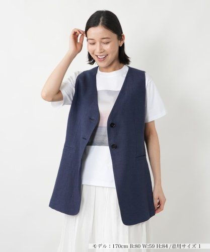 Vネックロングベスト【Leilian WHITE LABEL】|レリアン | レリアン公式