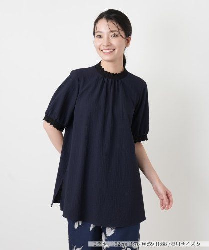 未使用級 22年♡レリアン 七分袖刺繍オーバーブラウス チュニック 13+ 黒 七分丈ブラウス|レリアン | レリアン公式オンラインストア
