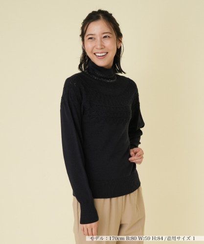 カシミヤケーブル編みハイネックニット|レリアン | レリアン公式