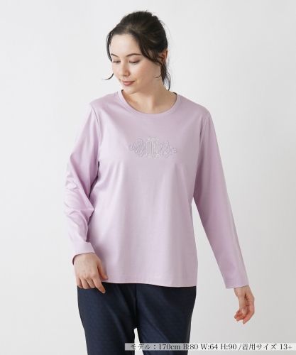 レリアン　Leilian WHITE LABEL　ビジューロゴトレーナー ビジューTシャツ【Leilian WHITE LABEL】|レリアン プラスハウス