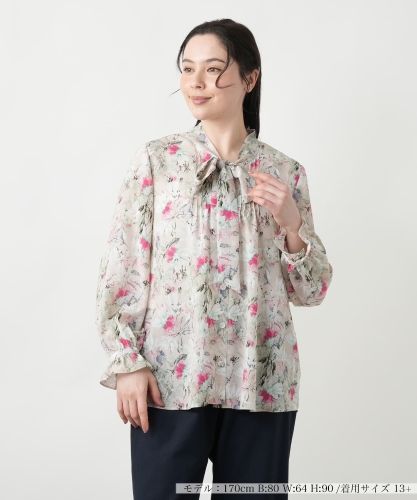 フラワーデザインボウタイブラウス【ROCHAS Premiere】|レリアン