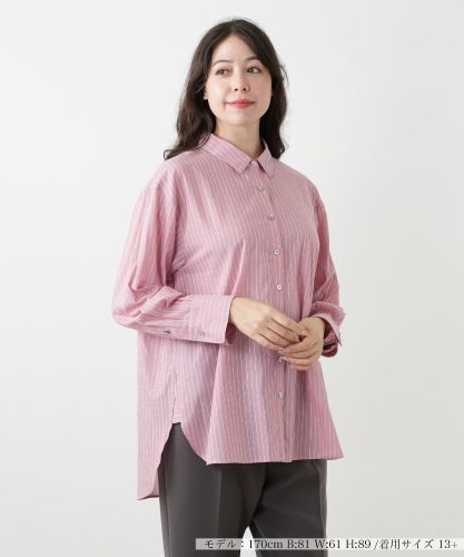 店舗人気】ストライプバンドカラーブラウス【プラス企画】|レリアン