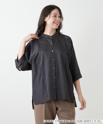 ストライプバンドカラーブラウス【ROCHAS Premiere】|レリアン プラス