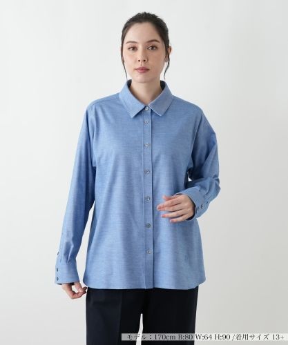 レリアンプラスハウス13+　ストライプブラウス 店舗人気】【ウォッシャブル】ストライプブラウス【プラス企画