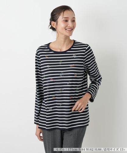 ボタニカル柄チュニック丈カットソー【プラス企画】|レリアン プラス