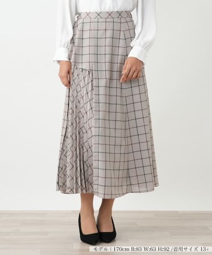 セットアップ対応商品】チェックロングフレアスカート【Leilian：EZUMI
