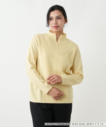 カシミヤ編地切替ハイネックニット|レリアン プラスハウス | レリアン