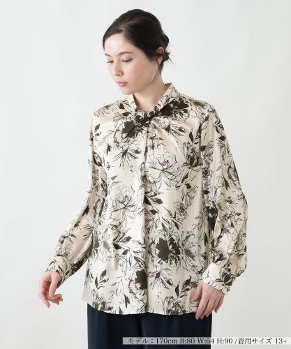 店舗人気】フラワープリントブラウス【プラス企画】|レリアン プラス