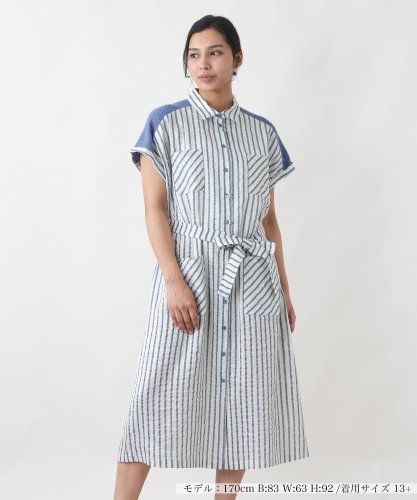 店頭人気】カットワーク刺繍フレアワンピース-BLUBIANCO|レリアン