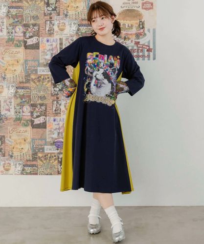 希少☆ヌメロヴェントゥーノ バイカラー フリル シルク混 異素材切替 ワンピース 151623_16465594f1fbe7c9343efd0