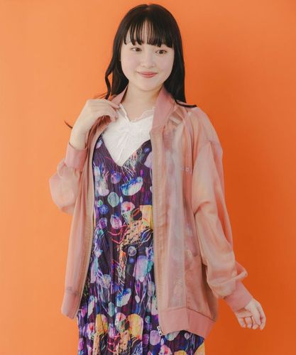 scolar　スカラー　ドット柄　シフォン　ブルゾン スカラー ScoLar ドット柄シフォンブルゾン （パープル） -靴
