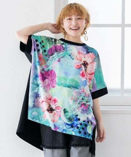 Super Beauty 花柄切替チュニック 夏休みSALE 今だけポイント5倍】【アウトレットセール 50％OFF