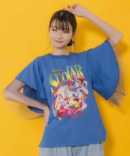 Tシャツ ScoLar スカラー プリント メッシュ切り替え 152631　09）ブラック セール】152631：スカラーちゃん柄メッシュ切替BIG-T（Tシャツ