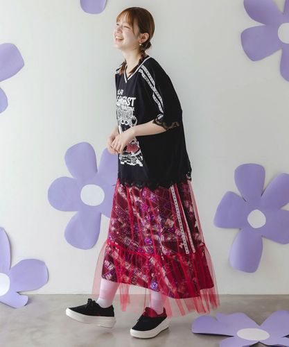 【scolar】スカート 152754：3柄展開チュール重ねスカートの通販-ScoLar