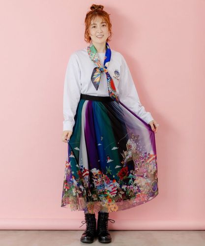 153627：キノコの惑星柄チュールスカートの通販-ScoLar
