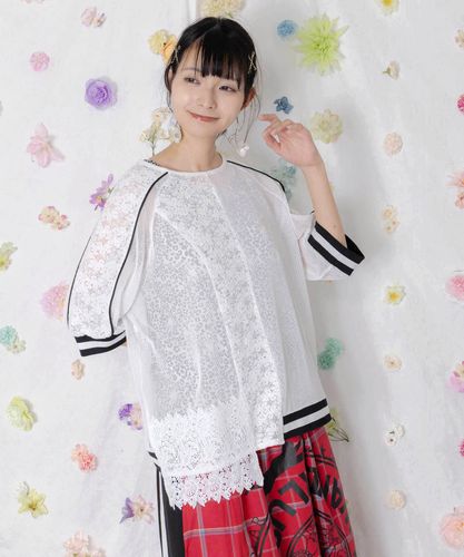 ★ 超美品 使用2週間　inspiron15 3593 ★ 162619：メッシュ×花柄レース 異素材Tシャツの通販-ScoLar