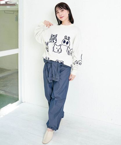 茶様　オーダーページ 353122：リバーシブルドット絵柄ニットプルオーバーの通販-ScoLar