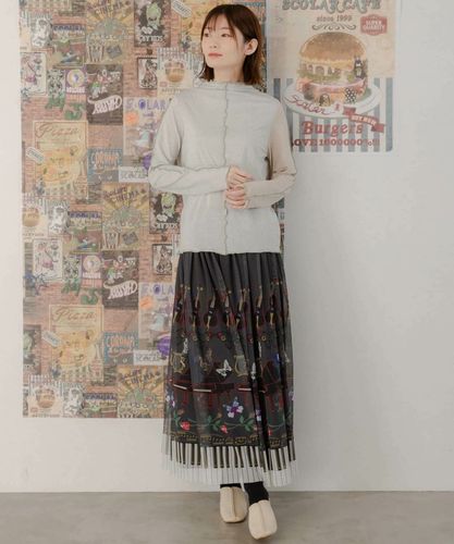 スカラー ScoLar 楽器と花蝶鍵盤 チュール重ねロングカーディガン （グリーン） スカラー ScoLar 楽器と花蝶鍵盤 チュール重ねロング