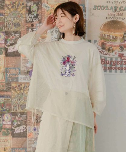 未使用　is scolar イズスカラー　シフォン重ね刺繍プルオーバー　ドルマン 未使用 is scolar イズスカラー シフォン重ね刺繍プルオーバー
